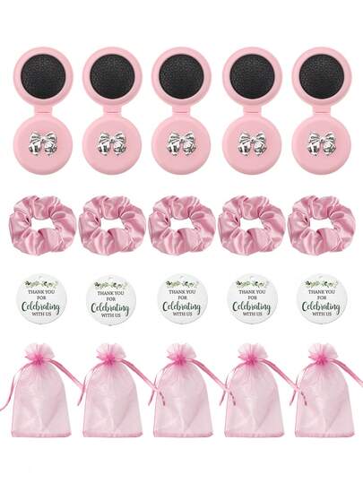 Brodark 4/20pcs Bachelorette Party Mini Gifts Set, Including Pink, Purple, Yellow Bow Hair Clips, Scrunchies, Thank You Cards And Gift Bags (4pcs Per Set, 20pcs For 5 Sets), Suitable For Bachelorette Parties, Bridal Showers & Spa Sleepovers, Great Gifts For Family, Friends, Girlfriend, Valentine's Day, Mother's Day