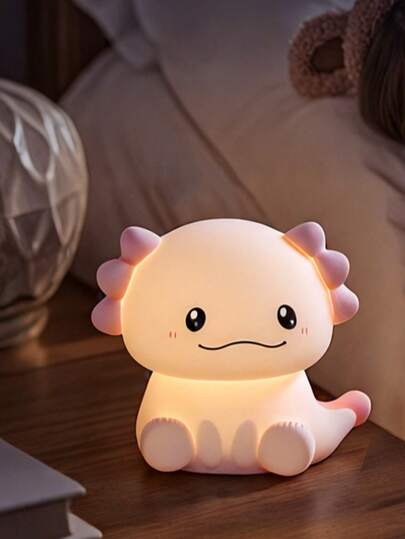 1pc Rechargeable Cute Axolotl Shaped Small Night Light, Adorable Axolotl Desk Lamp Bedside Lamp, Silicone LED Touch Light, Suitable For Christmas/Birthday Gift, Kawaii Bedroom Decor