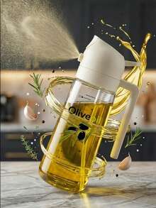 1pc 400ml Refillable Olive Oil Sprayer Bottle, PET Material With Measurement Scale + Olive Oil Sticker, Suitable For Olive Oil, Cooking Oil, Soy Sauce, Vinegar And Other Liquids - Multicolor - View 7