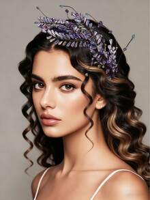 1 chiếc băng đô pha lê xanh dương, kiểu dáng lá cây thần tiên rừng với tua rua thanh thoát, thích hợp cho cô dâu, đám cưới, lễ kỷ niệm, hẹn hò, đi chơi, dự tiệc, làm quà tặng, dùng hàng ngày. - Màu xanh lam - Xem 11