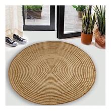 Handwoven 4ft Jute Area Rug Natural Fiber Cotton Round Boho Farmhouse Rustic Vintage Soft Braided Reversible  Friendly Rugs- Indoor Outdoor Kitchen Bedroom Living Room Hallways (4'ft Round) - 自然-13 - 查看 4