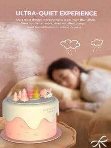 1个可爱猫咪蛋糕迷你加湿器，7色LED夜灯，300毫升大雾量，超静音≤30分贝，智能定时顶部加水，Type-C充电线，情人节礼盒，适用于家庭、睡眠、办公室 - 彩色 - 查看 7