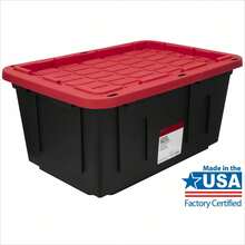 (Pack Of 4)  27 Gallon Large Storage Bin With Snap Lid, Black And Red, Heavy Duty Plastic Storage Container - 4 Pack - 查看 2