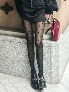 1 Pair Classic Big Polka Dot Tights - Sexy & Timeless For A Chic Date Night - Multicolor - View 7