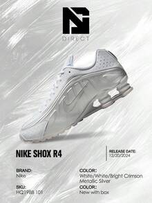 Nike Shox R4 White Bright Crimson Metallic Silver – Men's Lifestyle Sneakers – Shoes For Man -Vintage-Spring & Summer-Inspired Running Shoes, Shock-Absorbing Comfort, Gym To Streetwear Casual Wear-Mother's Day Gifts-Father's Day Gift– HQ1988 101 - Trắng/Trắng/Đỏ thẫm/Bạc ánh kim - Xem 6
