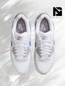 Nike Air Max 90 College Grey Racer Blue – Men's Lifestyle Sneakers – Shoes For Man -Vintage-Spring & Summer-Inspired Running Shoes, Shock-Absorbing Comfort, Gym To Streetwear Casual Wear-Mother's Day Gifts-Father's Day Gift– DM0029 110 - White/College Grey/Summit White/Racer Blue - 查看 3