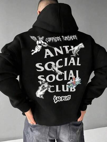 Hombre003-1 Sudadera con Capucha (Blanca Negra) - Diseño California Los Ángeles   Estilo Retro Urbano Casual Trendy y Cómoda para Uso Diario Suéter de Pull - top masculino de 20% 80% poliéster, 260