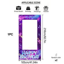 1pc Retro K-Pop Theme Birthday Party Backdrop Frame, 120*60/180*90/210*105CM, Purple Music Note Microphone Pattern, Disco Ball Design, Boys & Girls Birthday Photo Booth Prop - Multicolor - View 11