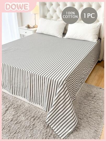 1件装100%纯棉床单，水洗棉，柔软舒适，男女通用，适合宿舍、学校、卧室装饰，简约风格