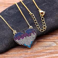 Light Luxury Bohemia Style Heart Pendant Necklace For Women Female Pave Shiny Crystal Zirconia Cute Love Charms Jewelry Fine Gifts - Gold - View 3