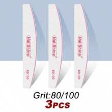 NailShine 3片/5片/10片/25片装专业指甲锉砂纸，加厚，80/100/150/180/240/320目，指甲锉抛光器，美甲打磨，半月形，青柠工具 - 彩色 - 查看 20