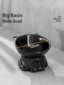 1pc Black/White Cat Food Bowl, Pet Supplies, Slanted Cat Bowl, Dog Food Bowl, Pet Feeding Bowl, Minimalist, Cute, Pet Bowl, Feeding Bowl, Protect Neck, Anti-Spill, Fine Ceramic - Multicolor - View 9