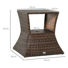Garden Table, Side Table, Parasol Stand, 54 X 54 X 55 Cm, In Brown Polyrattan, Ideal For Garden Furniture And Terraces. - C - View 3