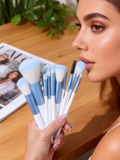 12pcs Professional Makeup Brush Set, Suitable For Foundation, Blush, Concealer And Eyeshadow - Polyester Bristles, ABS Handles, Ideal For Beginners And Professionals, Essential For Makeup Artists | Stylish Brush Design | Makeup Brushes, Includes Soft Synthetic Bristles For Flawless Makeup Application, Great Gift For Valentine's Day Or Mother's Day,Giveaways,Professional Makeup Brushes,Complete Makeup Set