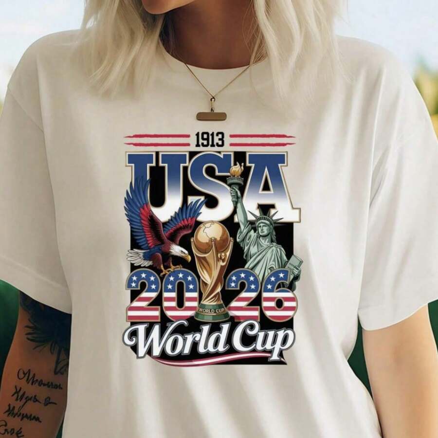 USA 2026 World Cup Com Fort Colors T-Shirt Vintage Soccer Tee Retro USA Football 1913 T-Shirt United States Trophy Gift - 款式4 - 查看 1