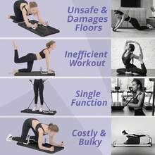 Tabla de Pilates - Set de Reformer de Pilates, Tabla de Pilates Reformer Plegable Multiusos para el Hogar, Tabla de Pilates Deslizante 6 en 1 - Gris - Ver 4