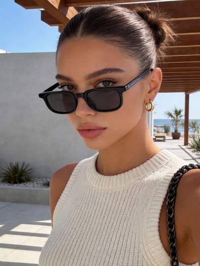 1 par de gafas de moda con marco clásico de viaje, gafas versátiles retro para mujer, adecuadas para uso diario, fotografía callejera, vacaciones, otoño/invierno, accesorios para mujer