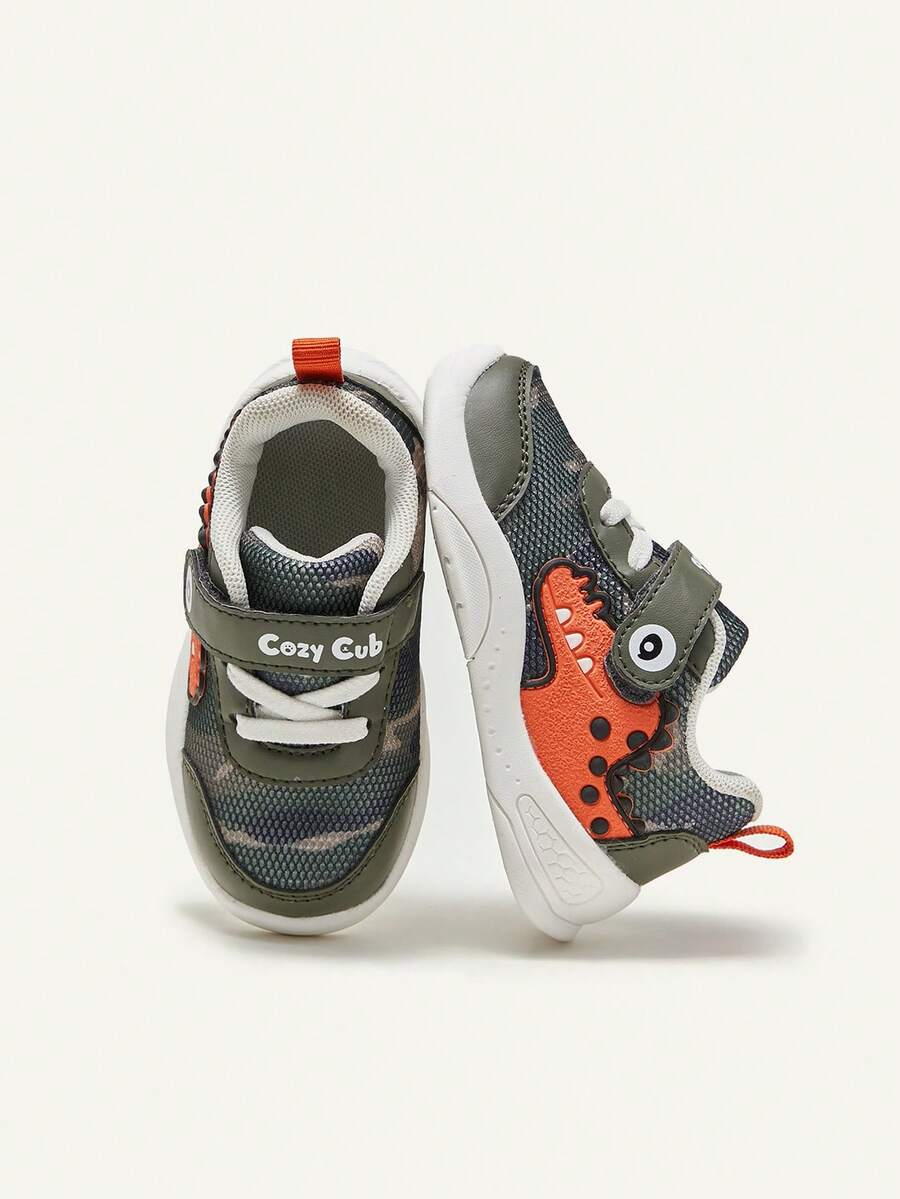 1双幼儿春秋季恐龙压纹网面透气软底可爱运动鞋 - 彩色 - 查看 1