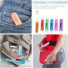 5pcs Foldable Toothbrushes With Toothbrush Case, Portable Travel Toothbrush Set, Suitable For Outdoor Travel, Camping, Holiday Gifts - Multicolor - View 7