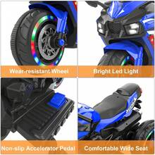 3 Wheels Electric Battery Powered Motor Bike ,Kids Ride On Motorcycle, Motorcycle For Children, LED Light-Emitting, Pink Tyres, Music, PU Seat, Support Up To 110lbs, Top Speed: 4Mph, Best Gift For Christmas,Blue - Màu xanh lam - Xem 9