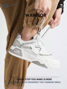 WARRIOR أحذية رياضية للرجال ذات طراز متواضع وراحة في الربيع والخريف، أحذية كاجوال أنيقة مناسبة للارتداء طوال العام، مقاومة للتآكل والصلبة لتدريبات الجري - أبيض/رمادي - مشاهدة 7
