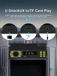 12V 1DIN Digital Car Stereo Radio MP3 Music Player With FM/USB/SD/AUX-IN + Phone Holder - A - View 5