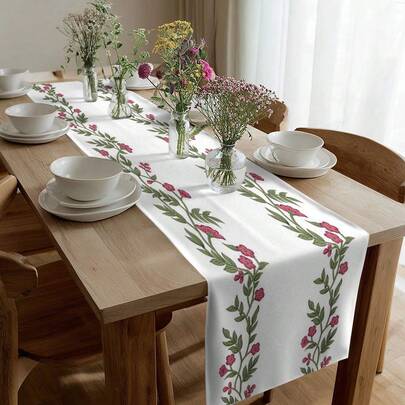 1pc Abstract Geometric Circle Pattern Table Runner, Modern Art Striped Decorative Tablecloth For Home, Living Room, Coffee Table, Rectangular Dining Table, Colorful Printed, Minimalist European Style Table Runner