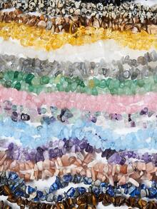 1 Strand Natural Gravel Stone Crystal Chips Beads Irregularity Gemstone Jasper Freeform Chip Nugget Beads, Sunstone, Fluorite, Amethyst Healing Energy Loose Beads DIY Jewelry Making For Necklace Earrings Bracelets Jewelry - Multicolor - View 3