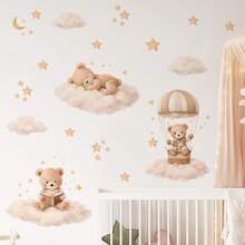 Cartoon Cloud Star Bear Wall Stickers, Removable Self-Adhesive Decals Suitable For Room And Living Room Background, Home Decor - Multicolor 2 - View 8