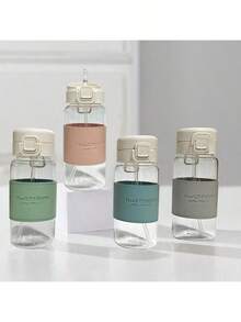 耐高温简约清新学生男女通用吸管杯，时尚吸睛INS风水瓶，配有柔韧吸管和保护盖，保温塑料水瓶，情侣礼物 - 彩色 - 查看 3