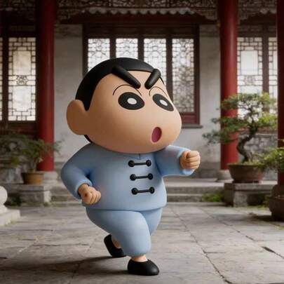 CRAYON SHINCHAN 功夫系列硅胶绳卡通钥匙扣，日系动漫主题设计，汽车钥匙挂件，情侣包包挂件，完美适用于背包装饰、汽车钥匙装饰、家居装饰、车内装饰、办公桌面装饰、派对礼物、派对配饰、课堂奖励、返校季、返校用品、生日、返校季、情人节、复活节礼物【混合发货】