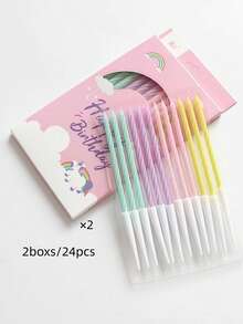 12pcs/24pcs Colorful Swirl Birthday Candles, Birthday Cake Decorations, Electric Birthday Cake Decorations, Cake Toppers, Baking Decorations, Cake Decorating Supplies, Suitable For Party Decorations, Baking And Celebrations - Colored Twist Candles, Fit For Special Occasions - Macaron Color - View 10