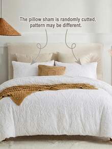 3pcs White Leaf Hollow Design Bedding Set - Duvet Cover And 1/2 Pillowcase, Soft & Comfortable Polyester Fabric, Breathable & Washable, Leaf Pattern, White Bedding, Natural Inspired - White - View 5