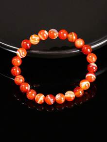 优雅玛瑙手链，女士珠宝手链，平衡宝石首饰，舒缓压力，情人节礼物 - 紅色 - 查看 4