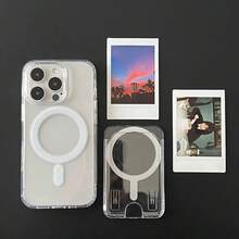 1PC MagSafe Compatible Clear Acrylic Magnetic Wallet Card Holder With Photo Pocket Compatible With IPhone 17 16 15 14 13 12 11 Pro Max Plus Air Phone Case Accessory - Multicolor - View 3