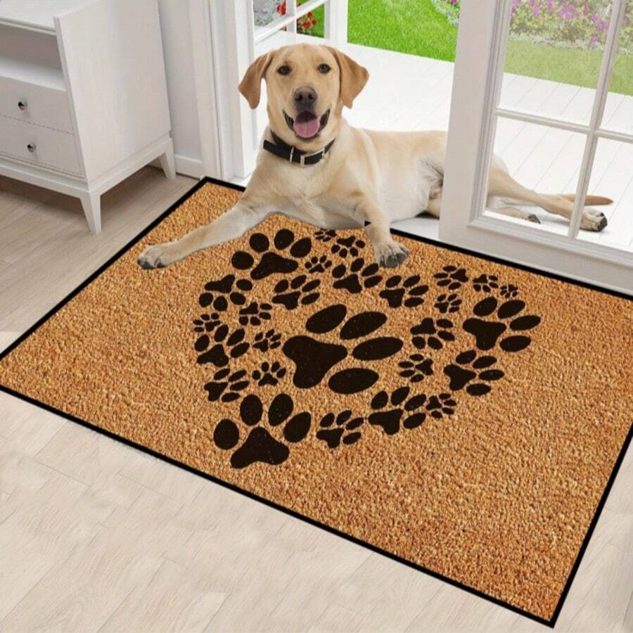 1 Stück HALLO Hund & Katze Pfoten Muster, geeignet für Badezimmer, Wohnzimmer, Eingangsbereich, Fußmatte, kleiner Teppich, Willkommens-Matte, Teppich, Bodenbelag, Außen-Fußmatte, Küchen-Teppich, Heimdekoration, Vordertür-Matte, Bereich-Teppich, Außen-Matte, Heimdekoration, Bereich-Teppich, Garten-Teppich, waschbarer Teppich - A - Übersicht 1