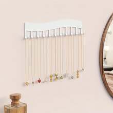 1pc Decorative Art Style Necklace Hook, White Wall Necklace Storage Rack, Wall-Mounted Jewelry Hanging Display Stand For Necklaces, Rings, Earrings, Bracelets - White - View 3