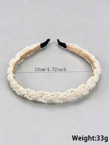 1 件时尚甜美的珍珠发箍，甜美发饰，适合女孩日常佩戴，公主风。 - 白色 - 查看 2