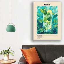 Framed Mojito Cocktail Posters Retro Cocktail Wall Art Cocktail Drink Wall Decor Vintage Bar Cart Decor Kitchen Home Bar Cart Club Decor Canvas Print For Living Room, Bedroom, Kitchen,Restroom Decoration - Framed(框架) - 查看 3