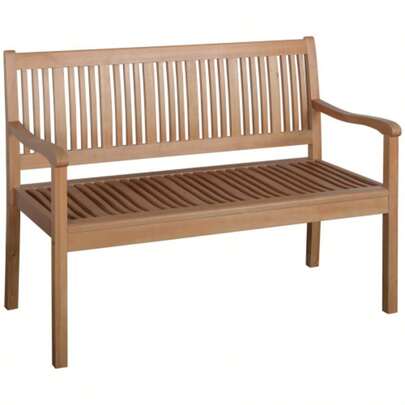 2-Seater Poplar Wood Garden Bench With Backrest, Yellow, Supporting Up To 180 Kg, Ideal For Terrace And Garden.