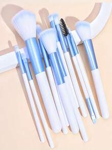 12支专业化妆刷套装，适用于粉底、腮红、遮瑕和眼影 - 聚酯纤维刷毛，ABS材质手柄，适合初学者和专业人士，化妆师必备 | 时尚刷型设计 | 化妆刷套装，包含柔软的合成刷毛，打造完美妆容，是情人节或母亲节的绝佳礼物，也是赠品，专业化妆刷，完整化妆套装 - 藍色 - 查看 6