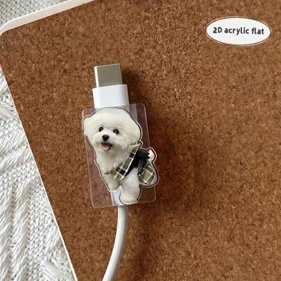 Cute Pet Themed Phone Cable Protector - Type-C/Fiber Optic Interface Protection Case, Decorative Design, Fun Accessory, Protective Cover, Tech Gadget, Must-Have For Pet Lovers, Customizable With Your Pet Image