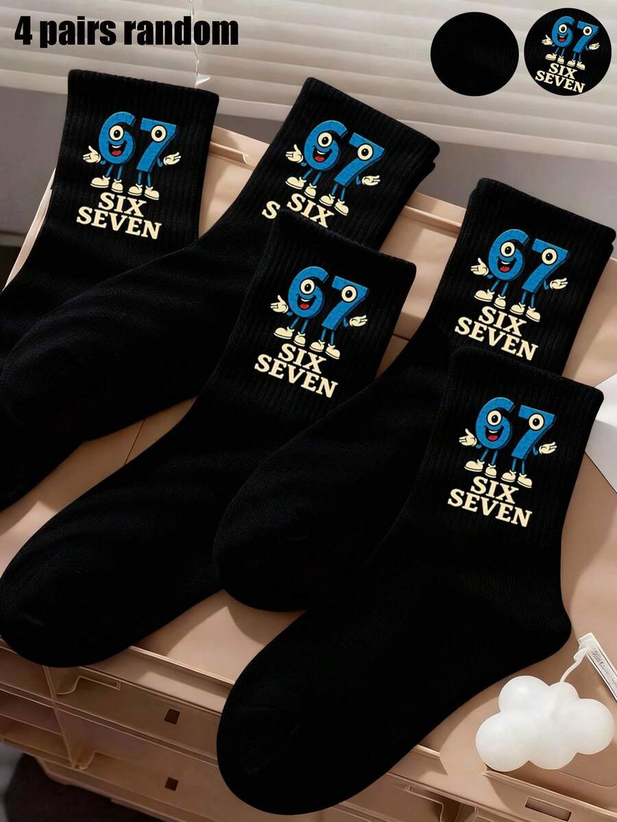4 pares de calcetines tipo tripulación para niños, estilo aleatorio italiano Brainrot Graffiti Six Seven Hands 6 7 Meme Socks, calcetines con diseño de graffiti arcoíris para adolescentes, regalo genial para niños y niñas, regalo del Día de San Valentín para estudiantes que vuelven a la escuela, calcetines deportivos y atléticos - Multicolor - Ver 1