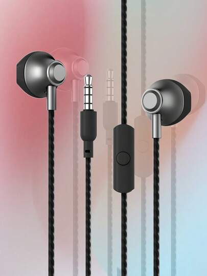 Auriculares con cable de color macaron con caja de almacenamiento incorporada