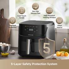 Dreame Play AF10 Air Fryer, No Need To Flip, Crispy & Tender, 360° Dual-Source Circulation Heating, High-Temperature Steam, 8 Smart Presets, Family Capacity, Healthy Oil-Free Cooking - Black - View 2
