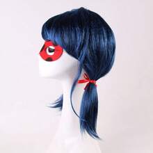 Ladybug Girl Blue Double Ponytail Anime Cosplay Wig Headdress Chemical Fiber Synthetic Dress Up Headgear Suitable For Girls Halloween Theme Party - Multicolor - View 5