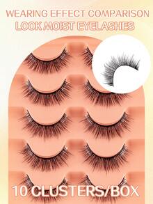 5 Pairs Of Naturally Messy Cat Eye False Eyelashes, Natural Makeup Effect, Slender, Elongated - Natural Lashes - View 9