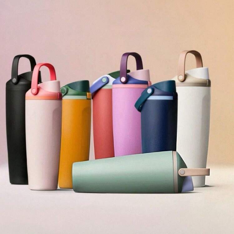 887ml (30oz) Vaso aislado de acero inoxidable con pajita, taza de café con asa, botella de agua de gran capacidad casual, botella de agua para deportes al aire libre, modo de bebida dual, regalo de vuelta a la escuela, compatible con tapas O-Wala, adecuado para viajes, oficina, campamento, cocina (Jade brillante de nieve/Tueste claro/Eucalipto/Negro profundo) - 30 oz (887 ml) - Añade 1