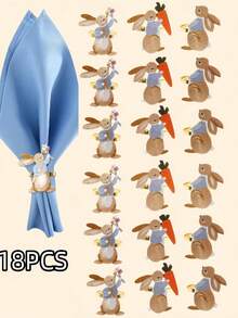 Bộ 18/12/6/3/1 chiếc vòng giữ khăn ăn hình thỏ Phục Sinh, giá đỡ khăn ăn ngày lễ, gang màu trơn, hoàn hảo cho các bữa tiệc Phục Sinh, sinh nhật, nhà nông thôn, đám cưới, nhà hàng, khách sạn, Ngày lễ tình nhân, tiệc chiêu đãi, trang trí bàn tiệc buffet, đồ dùng cho bữa tiệc Phục Sinh. - Nhiều màu - Xem 21