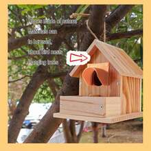 Paiaojia Bluebird Houses Outside With Pole, Cedar Wooden Bird Houses To Paint Finch Bluebird Cardinals, Hanging Birdhouses/Rain Awning Kits Outdoors (Detachable, 2 Pack) - 2個鳥屋 - 查看 3